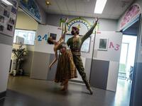 Ballet dancers in Children's hospital in Paris.