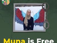 The Palestinian icon Muna al-Kurd is FREE after being detained today morning by Israeli occupation forces for leading #SaveSheikhJarrah campaign.