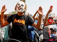Thousands of demonstrators gather in Tunisian capital Tunis to protest against President Kais Saied's seizure of governing powers in July