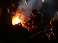 Migrants near the Belarus-Polish border