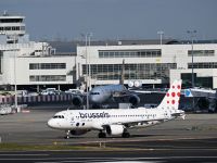 A Brussels Airlines aircraft is seen on the tarmac at Zaventem airport in Brussels