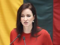 Lithuania's new Prime Minister Inga Ruginiene speaks during a session of the Seimas of the Republic of Lithuania, in Vilnius on August 26, 2025. AFP Lithuania indefinitely closes Belarus border