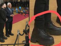 A picture of Ukrainian President Volodymyr Zelensky allegedly wearing high heels. (X) Ukrainian President Volodymyr Zelensky