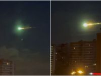 A mysterious green glowing light seen in Moscow sky. (X) green glowing ball