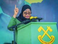 MICHAEL JAMSON / AFP Photo by MICHAEL JAMSON / AFP Tanzania’s ruling party Chama Cha Mapinduzi (CCM) presidential candidate and incumbent President Samia Suluhu Hassan delivers her remarks during the party's closing campaign rally in Mwanza on October 28, 2025. Samia Suluhu Hassan