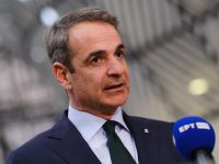 رئيس الوزراء اليوناني كيرياكوس ميتسوتاكيس يعقد مؤتمراً صحفياً خلال قمة الاتحاد الأوروبي، في مقر الاتحاد الأوروبي ببروكسل، في 22 مارس 2024.