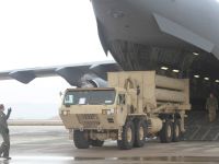 US Air Force Airmen offloads a THAAD