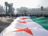 حشد من السوريين يحملون علم سوريا 