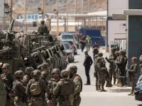 Spanish border police at the Ceuta border