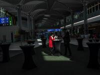 Visitors are seen taking a break in the new airport building during a press tour of Istanbul's third airport, the Istanbul New Airport, in the Arnavutkoy district on the European side of Istanbul on October 25, 2018. 
BULENT KILIC / AFP