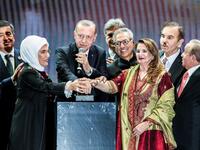 Turkish President Recep Tayyip Erdogan (3rdL) attends the opening ceremony of Istanbul's new international airport, in the Arnavutkoy district, on the European side of Istanbul on October 29, 2018.
BULENT KILIC / AFP