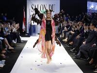 A model displays a chocolate dress at the 2018 chocolate fair fashion show in Beirut on November 8, 2018. 
JOSEPH EID / AFP