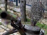 This picture shows a sculpture by Lebanese Artist Charles Nassar made out of artillery shrapnels in the village of Remhala, south of Beirut, on March 7, 2019.
JOSEPH EID / AFP
