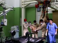 A camel is being lifted by a crane after undergoing general anaesthesia as its entering the surgery room at the 40 million-Dirhams Dubai Camel Hospital in Dubai.The hospital can admit up to 20 camels. Camels are a part of Emirati culture and tradition.
PATRICK BAZ / Dubai Media Office / AFP-Services