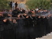 During the exercise the women showed off their close combat skills by firing rifles (APA)