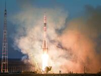 Russia's Soyuz MS-11 spacecraft carrying the members of the International Space Station (ISS) expedition 58/59, blasts off to the ISS from the launch pad at the Russian-leased Baikonur cosmodrome on December 3, 2018. 
Kirill KUDRYAVTSEV / AFP