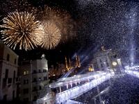 Fireworks explode over downtown Beirut, Lebanon, during New Year's celebrations on January 1, 2019. 
Anwar AMRO / AFP