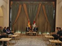 Iraqi President Barham Saleh (R) receives the King of Spain Felipe VI in the capital Baghdad on January 30, 2019. King Felipe visited special forces helping Iraq fight jihadists, during the first trip by a Spanish monarch to the war-ravaged country in four decades, a diplomat said.
AHMAD AL-RUBAYE / AFP