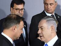 (Bottom) Poland's President Andrzej Duda and Israeli Prime Minister Benjamin Netanyahu are seen during the conference on Peace and Security in the Middle east in Warsaw, on February 13, 2019 
Janek SKARZYNSKI / AFP