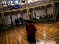 Whirling dervishes perform during a ceremony marking the anniversary of the death of Jelaleddin Mevlana Rumi, Sufi mystic, poet and founder of the sufism on December 16, 2018 at Galata Mevlihanesi in Istanbul.  
Yasin AKGUL / AFP