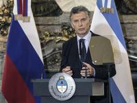 Argentina's President Mauricio Macri delivers a joint press conference with Russia's President Vladimir Putin (out of frame) at the Casa Rosada presidential house in Buenos Aires, in the sidelines of the G20 Leaders' Summit on December 01, 2018. 
RAGGIO ALBERTO / AFP