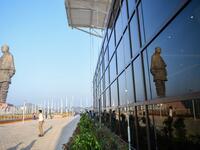 A reflection of the "Statue Of Unity", the world's tallest statue dedicated to Indian independence leader Sardar Vallabhbhai Patel, is pictured during its inauguration overlooking the Sardar Sarovar Dam. (SAM PANTHAKY / AFP)