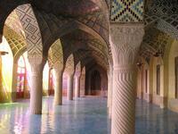 Carved pillars and mosaic vaulting of the Nasirul Mulk Mosque in Shiraz, Iran (Twitter)