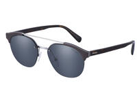 The sunglasses of the new Prada men’s collection reinterpret the brand’s iconic minimalism with a modern attitude. The metal frame is characterised by panto-shaped exposed lenses, joined by an ultra-slim double bridge. Available in Black, Black + Pale Gold, Cocoa + Lead, and Charcoal + Steel. 