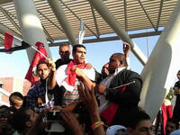 Arabs saying farewell at airport