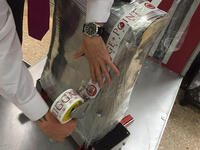 wrapping bags with tape