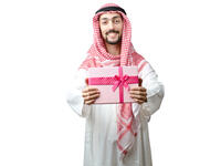 arab man giving gift 
