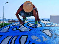 eL Seed graffiti wall Arab artist Djerba