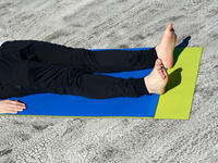 How low can you go? Hot air rises. So if you need a quick cool down, it’s best to get low. Lying on a floor mat may not be the most comfy way to spend your time, but it will move you away from the warmer air currents. Get down, baby, get down!