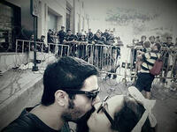 kissing near beirut riot police