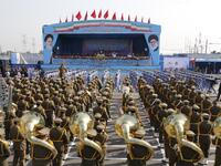 Military brass band in full swing at Iran's Army Day on 18 April, 2018, ATTA KENARE / AFP