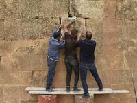 Experts and students from Algiers University’s Archaeology Institute work on one of the Jeddars pyramid tombs, near the city of Tiaret.
RYAD KRAMDI / AFP