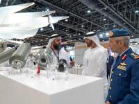 Sheikh Mohamed bin Zayed visits the Halcon Systems stand at Idex. 
Rashed Al Mansoori / Ministry of Presidential Affairs