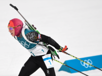 Germany's Laura Dahlmeier competes to win gold in the women's 10km pursuit biathlon event during the Pyeongchang 2018 Winter Olympic Games on February 12, 2018, in Pyeongchang. 
(Jonathan NACKSTRAND / AFP)