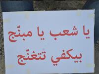 أحد الشعارات تلوم الشعب اللبناني ومكتوب فيها "يا شعب يا مبنج بيكفي تتغنج"، وبهذا الشعار يلقي المتظاهر اللوم الأكبر على الشعب الذي سكت سابقاً على كل التجاوزات.