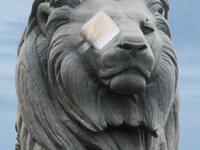 Speaking of 'Assad' (Arabic for 'lion'): An Egyptian lion has its eye bandaged to represent the striking wound pattern of the second 
Egyptian revolution. The symbolism is endless. Trying to block a people's outcry and obscure their vision for 
change. Obstructing the world media lens. An attempt to disable their efforts to be seen and heard.