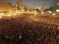 Egyptian demonstrators protest in central Cairo to demand the ouster of President Hosni Mubarak and calling for reforms.