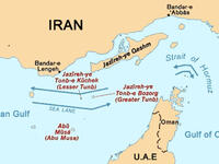 Further ado about territory: 3 islands are contested by the UAE & Iran: Abu Musa of the Strait of Hormuz is claimed by both 
Tehran & the UAE, as are Lesser Tunb & Greater Tunb. The GCC fully backs the UAE's diplomatic efforts to regain
control of these 'Occupied' Islands. Unresolved til now, the joint-claimed lands lie under Iranian rule.