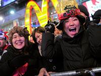 Thousands of revelers gather in New York's Times Square to celebrate the ball drop at the annual New Years Eve celebration in New York City.