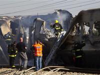 Almost 50 people Injured, in an apparent accident. And the Israeli fire men are extinguishing the burning train wreck.