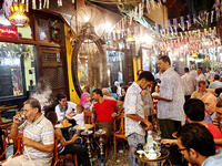 Feshawy cafe in Khan Khalili, Cario, heaves at Ramadan