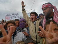 Protests at a refugee camp