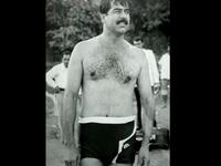 Young Saddam Hussein in bathing suit