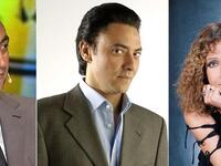 Khaled Ali (L) inspires celebrity voters, Fathy Abdel Wahab and Tayseer Fahmy (R)