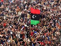 
١٧ فبراير: خرجت مظاهرة في بنغازي شارك فيها نحو 200 شخص، وتم اعتقال العديد منهم وسط مواجهات مع قوات الأمن، شكل هذا اليوم "يوم الثورة" رسميا في ليبيا لتكون بنغازي أول المدن الثائرة ضد نظام القذافي.