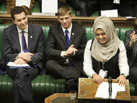 Sumaiya Karim grins in parliament